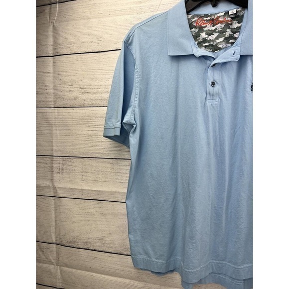 Robert Graham Stone Trail Short Sleeve Knit Polo Shirt Light Blue Men Large - Picture 5 of 7
